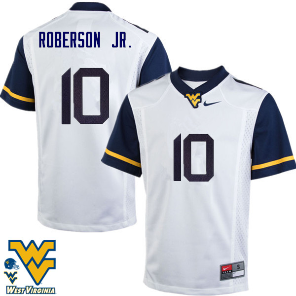 Men #10 Reggie Roberson Jr. West Virginia Mountaineers College Football Jerseys-White - Click Image to Close